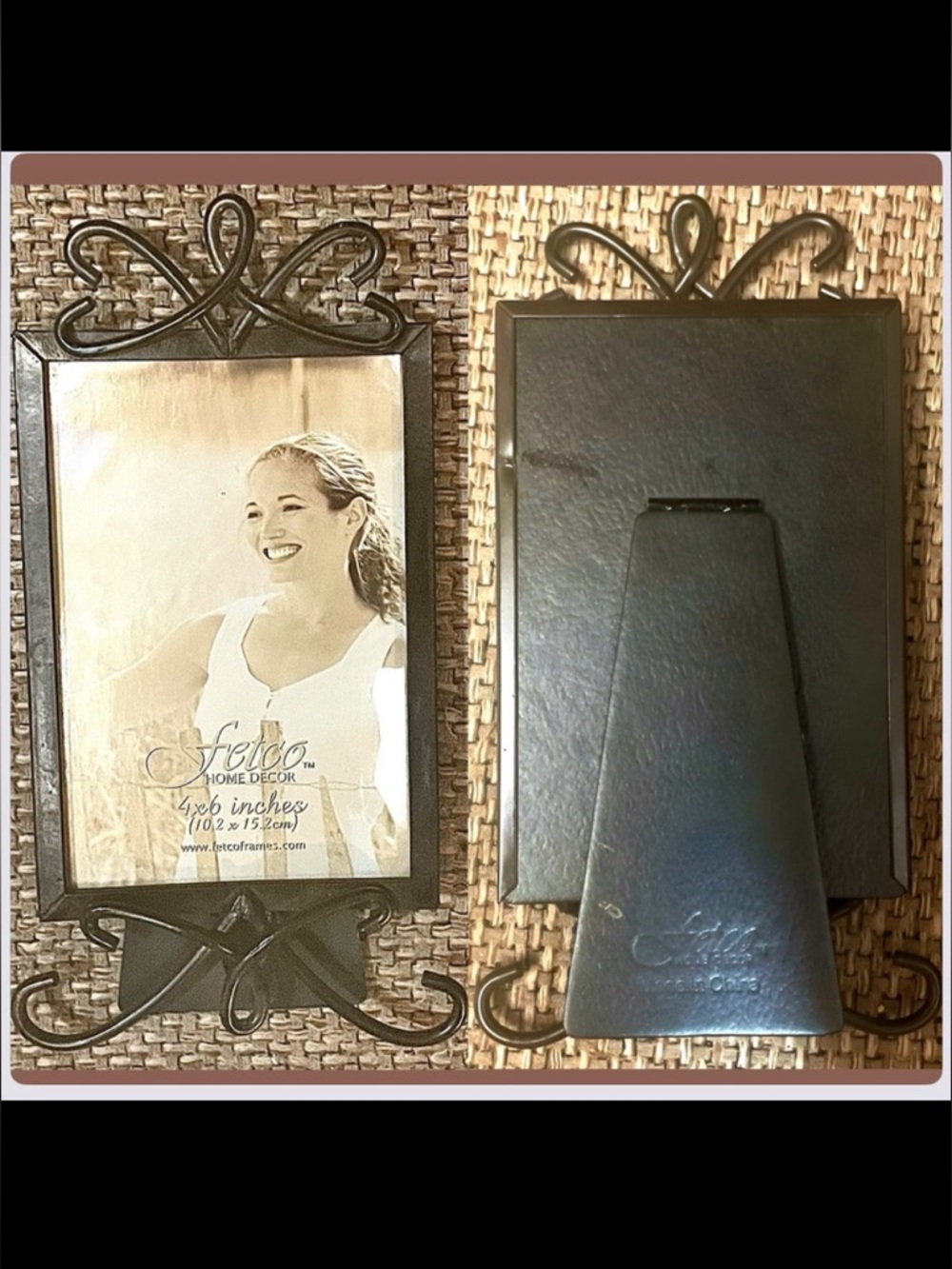 New Black decorative Photo Frame - Fetco Ornate Metal Accent